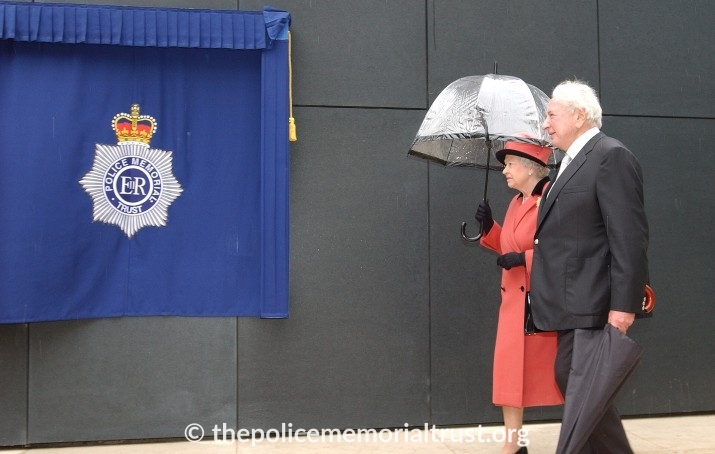 michael winner with the queen at the national police memorial