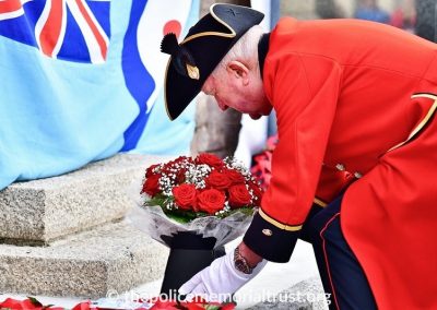 Colin Goad laying flowers at the War Memorial
