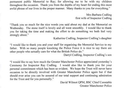 Inspector Raymond Codling Letter