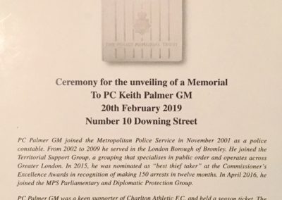 PC Keith Palmer GM Memorial Ceremony Programme