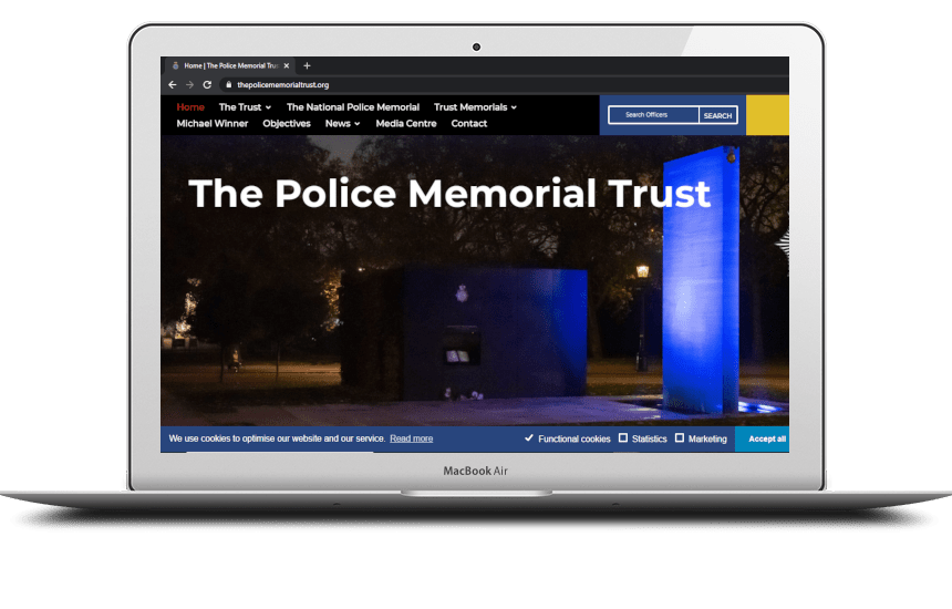 the police memorial homepage laptop mockup