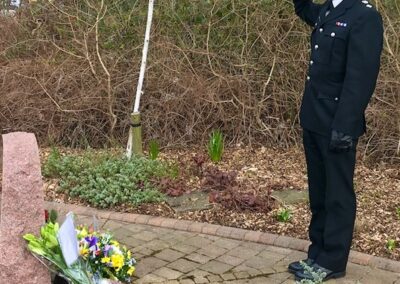 Police officer at the memorial of PC Armitage to commemorate the 20th anniversary of her death