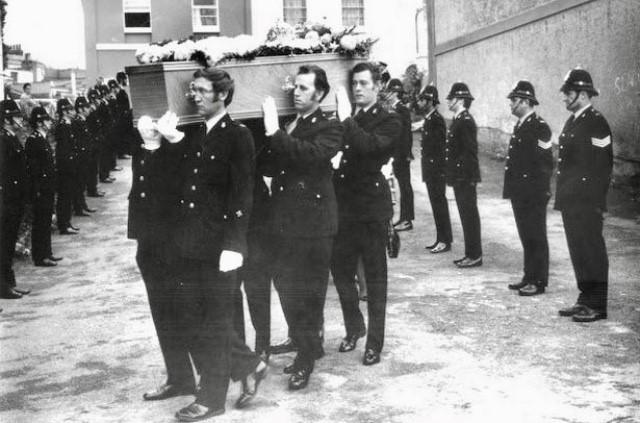 PC Dennis Arthur Smith QPM Coffin Carried by Police Officers