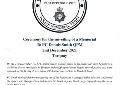 PC Dennis Arthur Smith QPM Memorial Program Page 1
