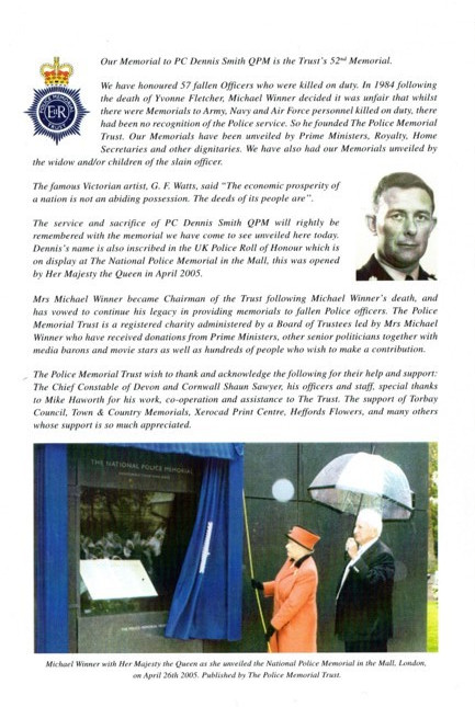 PC Dennis Arthur Smith QPM Memorial Program Page 2