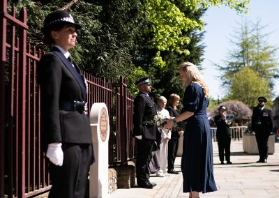 Mrs Harper bowing